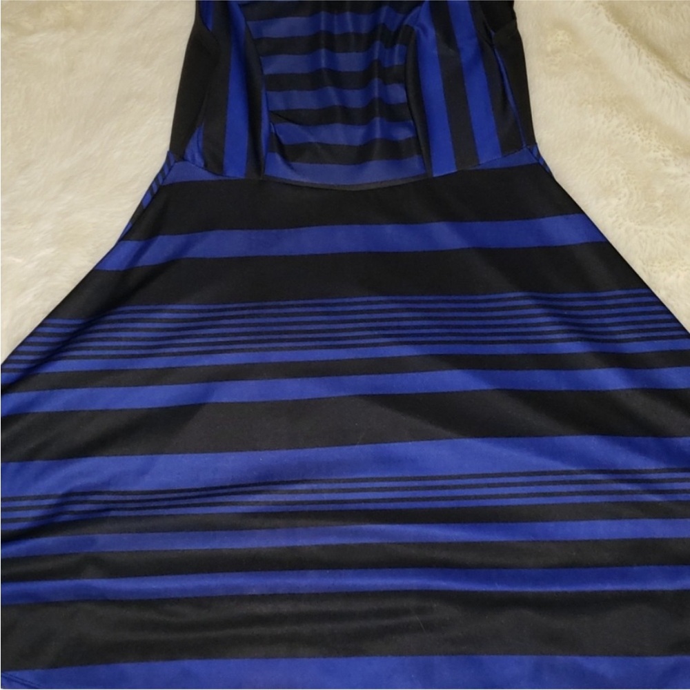 TORRID Plus Size Elegant Blue and Black Striped Midi Dress. EUC - Like New. - Picture 2 of 6
